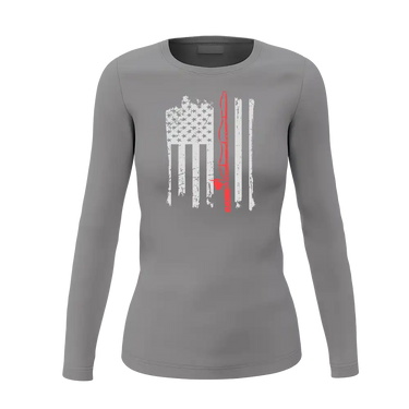 Fishing Rod American Flag Women Long Sleeve Shirt